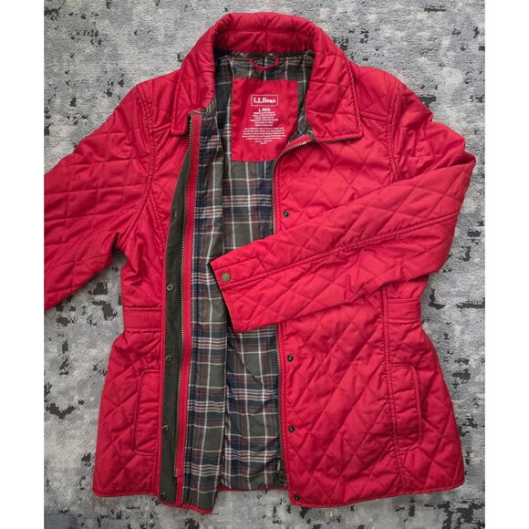 Vintage L.L. Bean Quilted Jacket -Large Red Preppy Collegiate Classic Cabincore - Picture 2 of 12